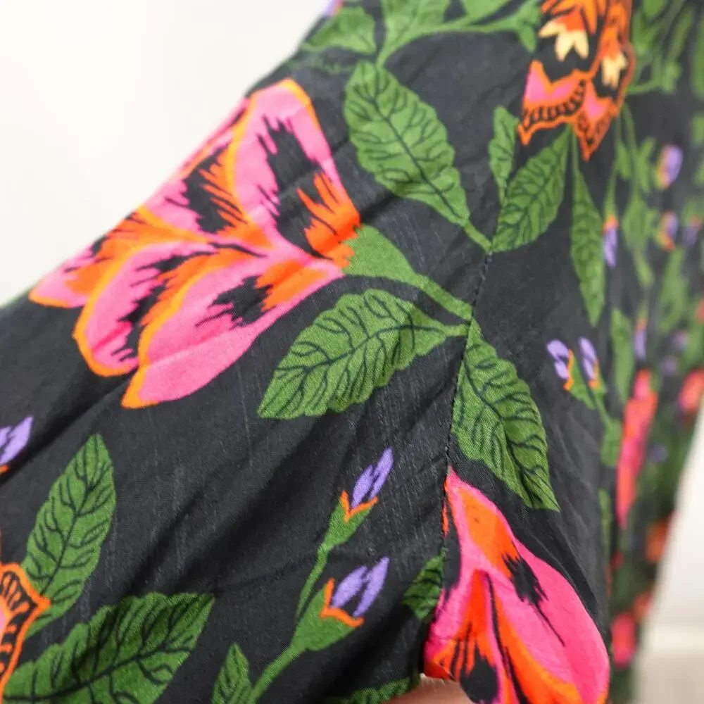 Farm Rio for Anthropologie Printed Smocked Jumpsuit Size Medium broken zipper - Picture 9 of 12